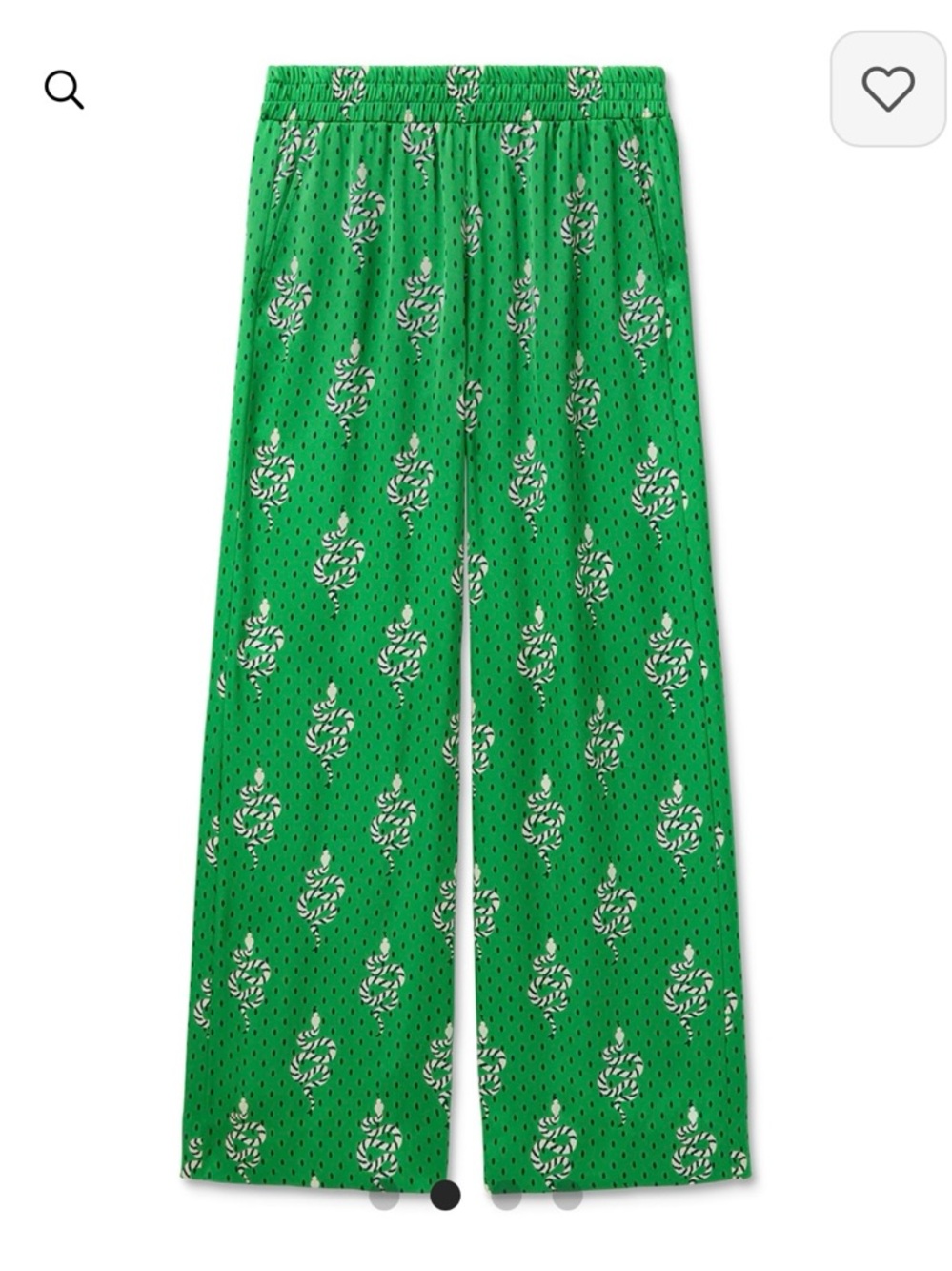 CAbi Serpentine #5042 Green Printed Wide-Leg Pants NEW 27” INSEAM - Picture 2 of 5